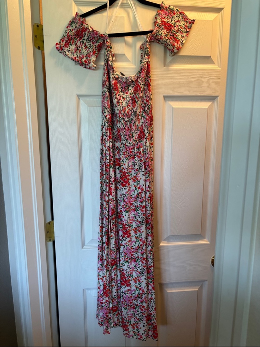 Lulus Floral Off-Shoulder Maxi Dress - Pink & Green Print